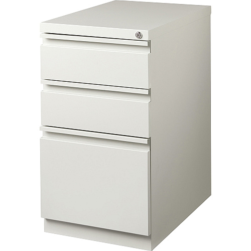 Lorell 23" Box/Box/File Mobile File Cabinet with Full-Width Pull 15" Width x 22.9" Depth x 27.8" Height - 3 x Drawer(s) for Box, File - Letter - Vertical - Ball-bearing Suspension, Security Lock, Recessed Handle - Light Gray - Steel - Recycled (LLR49528)