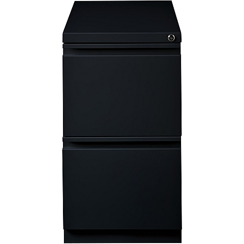 Lorell 23" File/File Mobile File Cabinet with Full-Width Pull 15" Width x 22.9" Depth x 27.8" Height - Letter - Vertical - Recessed Handle, Ball-bearing Suspension, Security Lock - Black - Steel - Recycled (LLR49530)