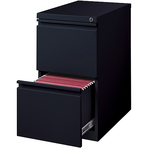 Lorell 23" File/File Mobile File Cabinet with Full-Width Pull 15" Width x 22.9" Depth x 27.8" Height - Letter - Vertical - Recessed Handle, Ball-bearing Suspension, Security Lock - Black - Steel - Recycled (LLR49530)
