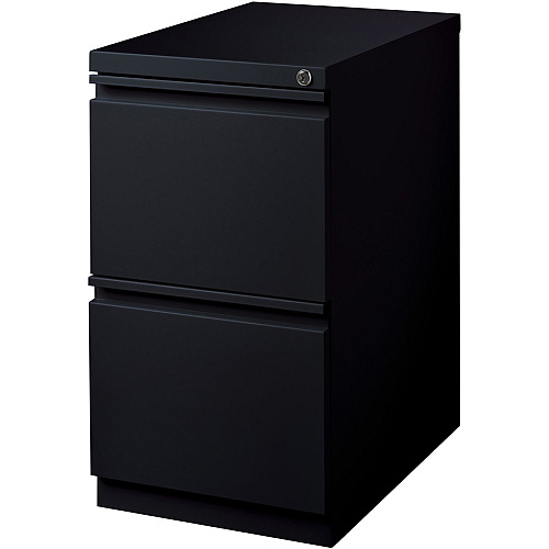 Lorell 23" File/File Mobile File Cabinet with Full-Width Pull 15" Width x 22.9" Depth x 27.8" Height - Letter - Vertical - Recessed Handle, Ball-bearing Suspension, Security Lock - Black - Steel - Recycled (LLR49530)