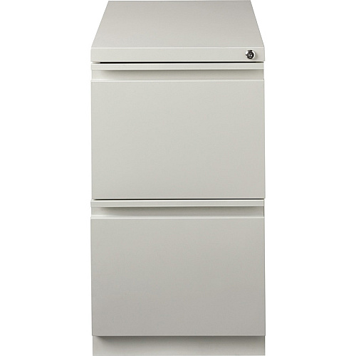 Lorell 23" File/File Mobile File Cabinet with Full-Width Pull 15" Width x 22.9" Depth x 27.8" Height - 2 x Drawer(s) for File - Letter - Vertical - Ball-bearing Suspension, Security Lock, Recessed Handle - Light Gray - Steel - Recycled (LLR49531)