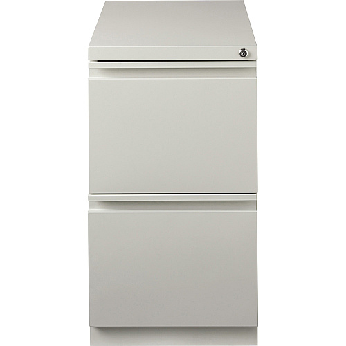 Lorell 23" File/File Mobile File Cabinet with Full-Width Pull 15" Width x 22.9" Depth x 27.8" Height - 2 x Drawer(s) for File - Letter - Vertical - Ball-bearing Suspension, Security Lock, Recessed Handle - Light Gray - Steel - Recycled (LLR49531)