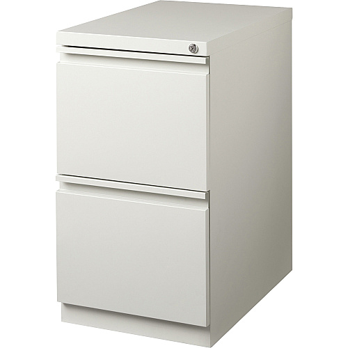 Lorell 23" File/File Mobile File Cabinet with Full-Width Pull 15" Width x 22.9" Depth x 27.8" Height - 2 x Drawer(s) for File - Letter - Vertical - Ball-bearing Suspension, Security Lock, Recessed Handle - Light Gray - Steel - Recycled (LLR49531)