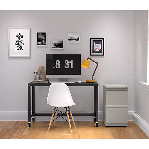 Lorell 23" File/File Mobile File Cabinet with Full-Width Pull 15" Width x 22.9" Depth x 27.8" Height - 2 x Drawer(s) for File - Letter - Vertical - Ball-bearing Suspension, Security Lock, Recessed Handle - Light Gray - Steel - Recycled (LLR49531)