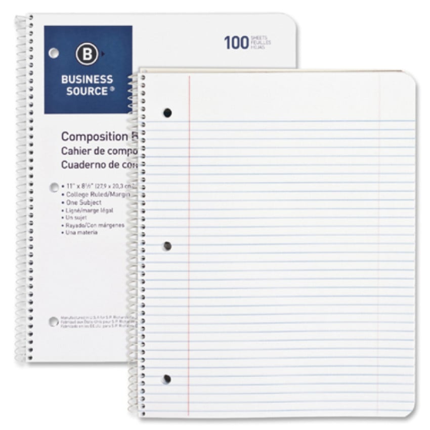 Business Source Wirebound College Ruled Notebooks - Letter
