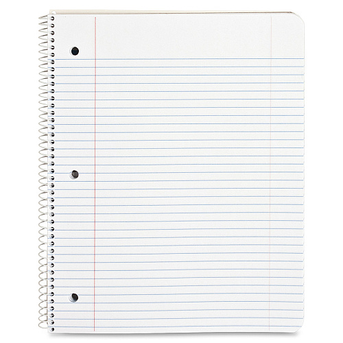 Business Source Wirebound College Ruled Notebooks - Letter 100 Sheets - Wire Bound - 16 lb Basis Weight - Letter - 8 1/2" x 11" Sheet Size - White Paper - Stiff-back - 1 Each (BSN10968)