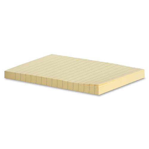 Business Source Yellow Adhesive Notes 4" Flag/Note Width x 6" Flag/Note Length - Rectangle - Ruled - Yellow - Self-adhesive, Removable - Recycled - 5 / Pack (BSN36619)
