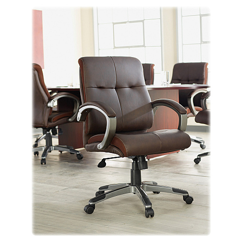 Lorell Low-back Executive Office Chair Brown Seat Color - Leather Seat Material - 5-star Base - Brown - 1 Each (LLR62623)