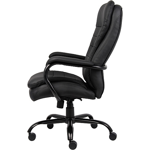 Lorell Big & Tall Double Cushion Executive High-Back Chair Black Seat Color - Leather Seat Material - Black Back Color - Leather Back Material - 5-star Base - Black - 1 Each (LLR62624)