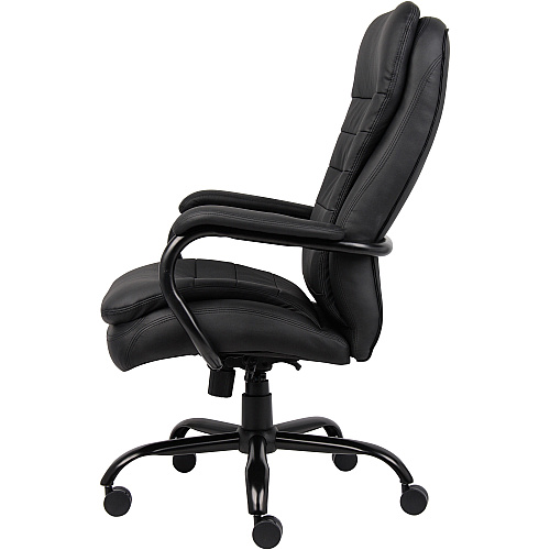 Lorell Big & Tall Double Cushion Executive High-Back Chair Black Seat Color - Leather Seat Material - Black Back Color - Leather Back Material - 5-star Base - Black - 1 Each (LLR62624)