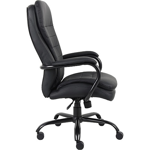 Lorell Big & Tall Double Cushion Executive High-Back Chair Black Seat Color - Leather Seat Material - Black Back Color - Leather Back Material - 5-star Base - Black - 1 Each (LLR62624)