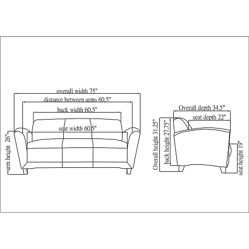 Lorell Accession Reception Sofa 75" x 34.5" x 31.3" Overall Dimension - Leather Black Seat - Leather Black Back - 1 Each (LLR68950)
