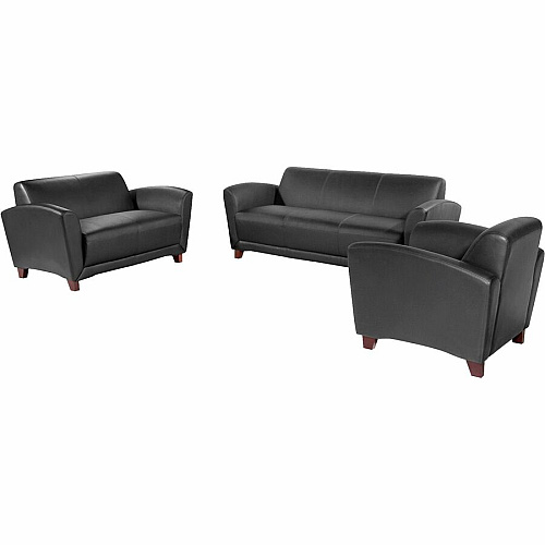 Lorell Accession Reception Sofa 75" x 34.5" x 31.3" Overall Dimension - Leather Black Seat - Leather Black Back - 1 Each (LLR68950)