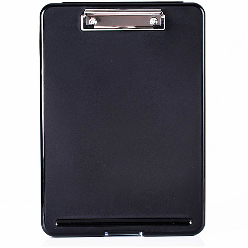 Business Source Storage Clipboard 8 1/2" x 11" Sheet Size - Plastic - Black - 1 Each (BSN37513)