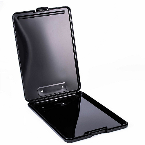 Business Source Storage Clipboard 8 1/2" x 11" Sheet Size - Plastic - Black - 1 Each (BSN37513)