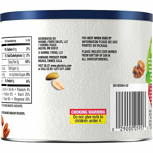 Hormel Foods NUT-rition Heart Healthy Mix Resealable Container - Almond, Pecan, Hazelnut, Pistachio, Peanut, Walnut - 9.75 oz - 1 Each (05957)