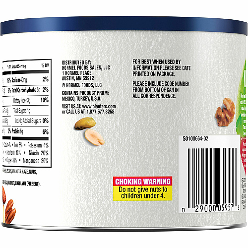 Hormel Foods NUT-rition Heart Healthy Mix Resealable Container - Almond, Pecan, Hazelnut, Pistachio, Peanut, Walnut - 9.75 oz - 1 Each (05957)