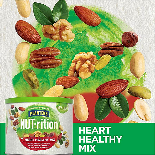 Hormel Foods NUT-rition Heart Healthy Mix Resealable Container - Almond, Pecan, Hazelnut, Pistachio, Peanut, Walnut - 9.75 oz - 1 Each (05957)
