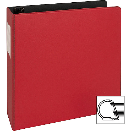 Business Source Slanted D-ring Binders 2" Binder Capacity - 3 Ring(s) - Fastener(s): D-Ring - Pocket(s): 2, Internal - Chipboard, Polypropylene - Red - PVC-free, Non-stick, Spine Label, Gap-free Ring, Non-glare, Heavy Duty, Open and Closed Trig (BSN33112)