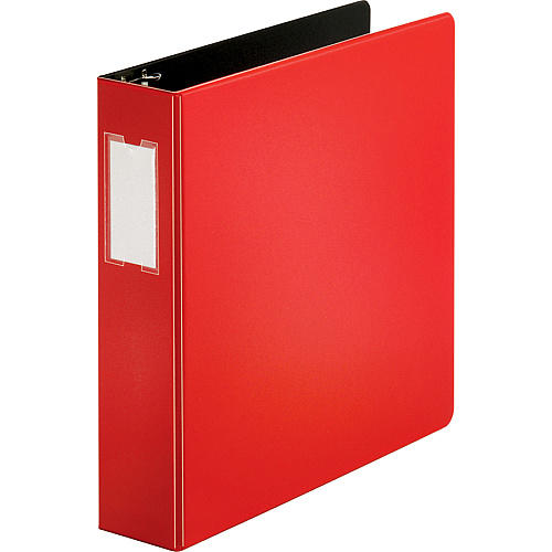 Business Source Slanted D-ring Binders 2" Binder Capacity - 3 Ring(s) - Fastener(s): D-Ring - Pocket(s): 2, Internal - Chipboard, Polypropylene - Red - PVC-free, Non-stick, Spine Label, Gap-free Ring, Non-glare, Heavy Duty, Open and Closed Trig (BSN33112)
