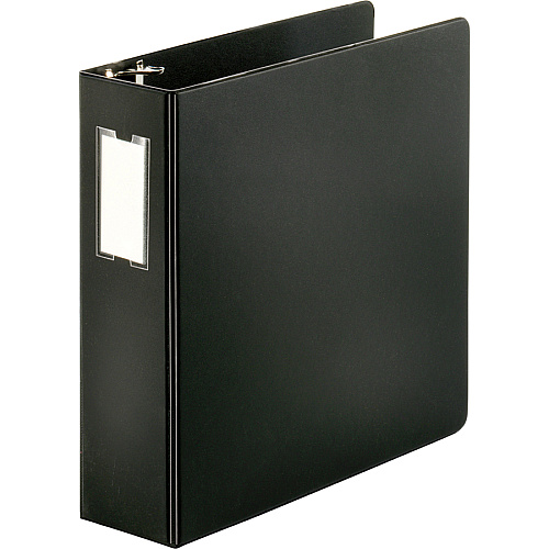 Business Source Slanted D-ring Binders 3" Binder Capacity - 3 Ring(s) - Fastener(s): D-Ring - Pocket(s): 2, Internal - Chipboard, Polypropylene - Black - Refillable, Non-stick, Spine Label, Gap-free Ring, Non-glare, Heavy Duty, Open and Closed  (BSN33113)