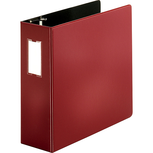 Business Source Slanted D-ring Binders 4" Binder Capacity - 3 Ring(s) - Fastener(s): D-Ring - Pocket(s): 2, Internal - Chipboard, Polypropylene - Burgundy - PVC-free, Non-stick, Label Holder, Gap-free Ring, Non-glare, Heavy Duty, Open and Close (BSN33118)