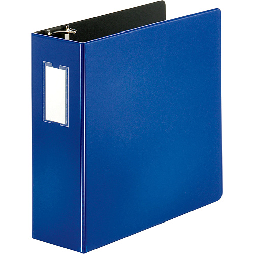 Business Source Slanted D-ring Binders 4" Binder Capacity - 3 Ring(s) - Fastener(s): D-Ring - Pocket(s): 2, Internal - Chipboard, Polypropylene - Blue - PVC-free, Non-stick, Label Holder, Gap-free Ring, Non-glare, Heavy Duty, Open and Closed Tr (BSN33119)