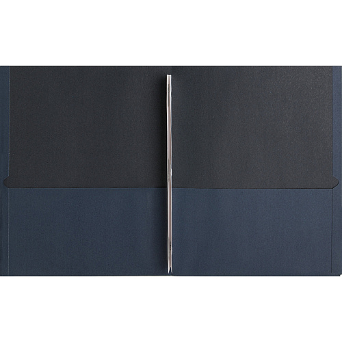 Business Source Letter Recycled Pocket Folder 8 1/2" x 11" - 100 Sheets Capacity - 3 x Prong Fastener(s) - 1/2" Fastener Capacity - 2 Inside Front & Back Pocket(s) - Leatherette - Dark Blue - 35% Recycled - 25 / Box (BSN78508)