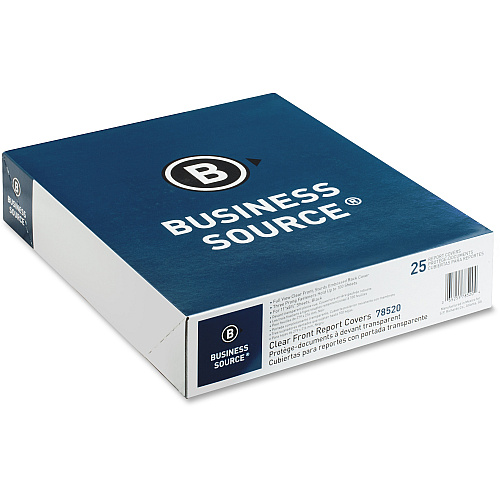 Business Source Letter Report Cover 8 1/2" x 11" - 100 Sheets Capacity - 3 x Prong Fastener(s) - Black - Textured, Non-stick - 25 / Box (BSN78520)