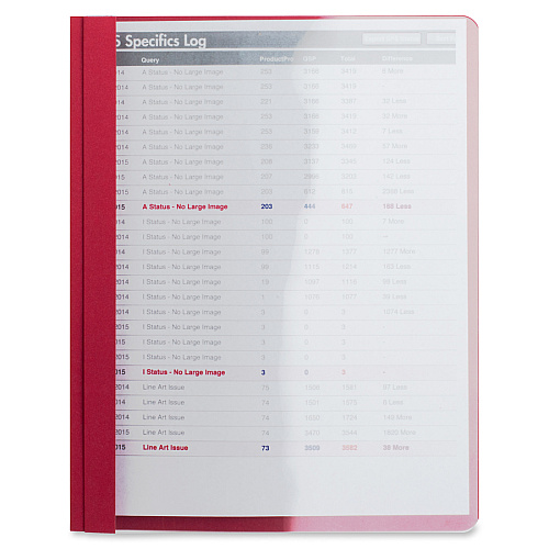 Business Source Letter Report Cover 8 1/2" x 11" - 100 Sheets Capacity - 3 x Prong Fastener(s) - Red - Textured, Non-stick - 25 / Box (BSN78523)