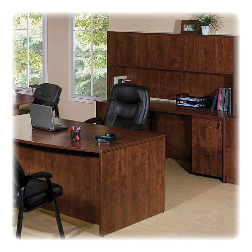 Lorell Essentials Series Right Corner Credenza 29.5" Height x 70.9" Width x 35.4" Depth - Finish: Cherry, Laminate - Leveling Glide (LLR69905)