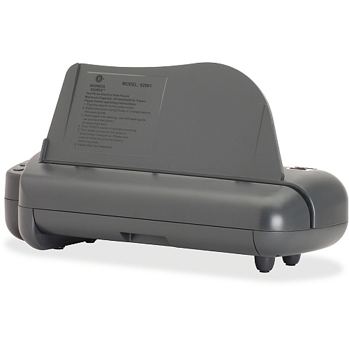 Business Source Electric Adjustable 3-hole Punch 3 Punch Head(s) - 30 Sheet of 20lb Paper - 1/4" Punch Size - 17.8" Width x 5.3" Depth x 8.3" Height - Gray (BSN62901)