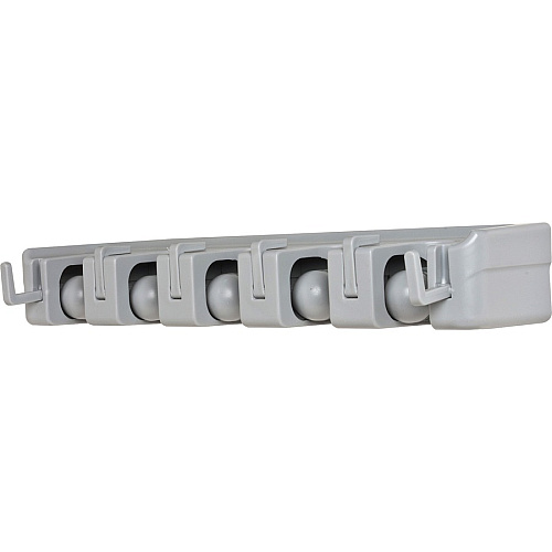 Genuine Joe Cleaning Tool Wall Organizer Rack 5 x Broom - 3.75" Height x 16.50" Width x 2.75" Depth - Handle, Hanging Hook, Sturdy - Gray - ABS Plastic - 1 Each (GJO12504)
