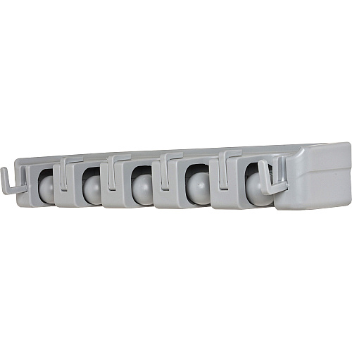 Genuine Joe Cleaning Tool Wall Organizer Rack 5 x Broom - 3.75" Height x 16.50" Width x 2.75" Depth - Handle, Hanging Hook, Sturdy - Gray - ABS Plastic - 1 Each (GJO12504)