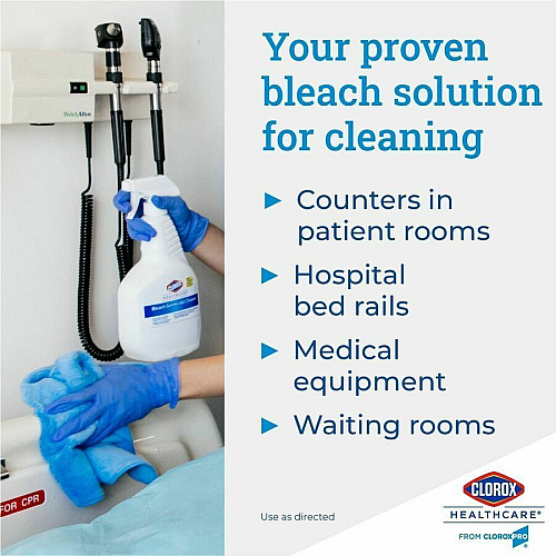 Clorox Healthcare Pull-Top Bleach Germicidal Cleaner For Hard Surface, Nonporous Surface - Ready-To-Use - 32 fl oz (1 quart) - Disinfectant, Anti-corrosive - White - 1 Each (68832)