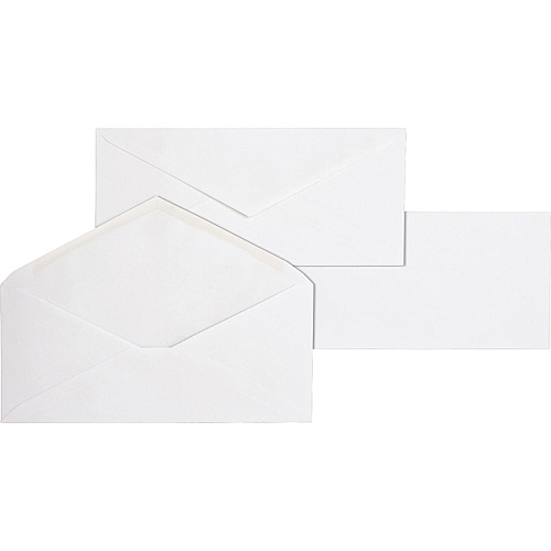 Business Source No. 10 White Wove V-Flap Business Envelopes Business - #10 - 9 1/2" Width x 4 1/8" Length - 24 lb - Gummed - White - Wove - 500 / Box (BSN04467)
