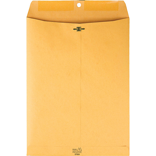 Quality Park 9 x 12 High Bulk Clasp Envelopes with Deeply Gummed Flaps Clasp - 9" Width x 12" Length - Gummed - Brown Kraft - Kraft - 100 / Box (37891)