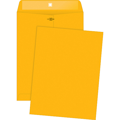 Quality Park 10 x 13 High Bulk Clasp Envelopes with Deeply Gummed Flaps Clasp - 10" Width x 13" Length - Gummed - Clear - Kraft - 100 / Box (37892)