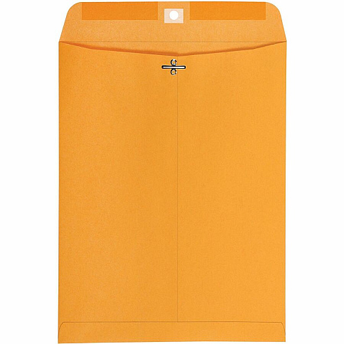 Quality Park 10 x 13 High Bulk Clasp Envelopes with Deeply Gummed Flaps Clasp - 10" Width x 13" Length - Gummed - Clear - Kraft - 100 / Box (37892)