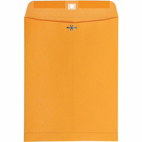 Quality Park 10 x 13 High Bulk Clasp Envelopes with Deeply Gummed Flaps Clasp - 10" Width x 13" Length - Gummed - Clear - Kraft - 100 / Box (37892)