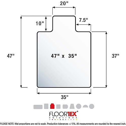 Cleartex Ultimat Ultimat&reg; Polycarbonate Lipped Chair Mat for Carpets over 1/2" - 35" x 47" Carpeted Floor, Floor, Home, Office, Carpet - 47" Length x 35" Width x 0.110" Depth x 0.110" Thickness - Lip Size 10" Length x 20" Width - Lipped - P (118927LR)