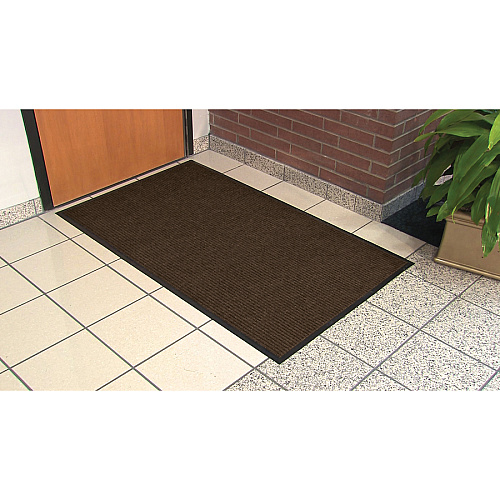 Genuine Joe Gold Dual-Rib Hard Surface Floor Mat Hard Floor - 60" Length x 36" Width - Polypropylene, Vinyl - Chocolate - 1 Each (GJO02400)