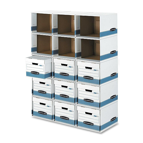 Bankers Box File/Cube File Storage Box Shell Internal Dimensions: 13" Width x 16.50" Depth x 10.50" Height - External Dimensions: 13.9" Width x 16.9" Depth x 11.4" Height - Media Size Supported: Legal, Letter - Stackable - White, Blue - For File - (01626)