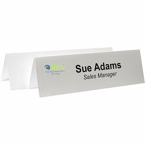 C-Line Embossed Cardstock Name Tents Letter - 8 1/2" x 11" - White - 100 / Box (87587)