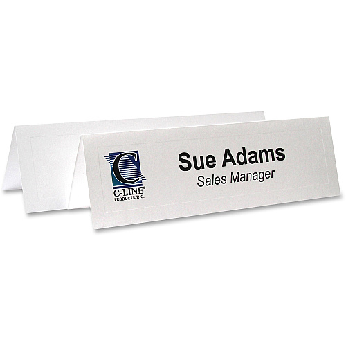 C-Line Embossed Cardstock Name Tents Letter - 8 1/2" x 11" - White - 100 / Box (87587)