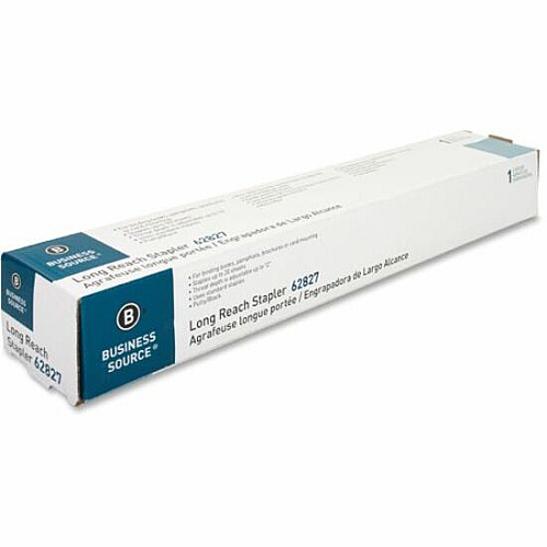 Business Source Long Reach Stapler Staples Upto 20 Sheet of 20lb Paper - Holds Upto 210 Staple - Full Strip - Staple Size: 0.25" - 12" Throat Depth - Putty, Gray, Black - 1 Each (BSN62827)