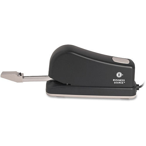 Business Source Electric Stapler 20 of 20lb Paper Sheets Capacity - 210 Staple Capacity - Full Strip - 1/4" Staple Size - 0.38" Throat Depth - 1 Each - Black, Putty (BSN62828)