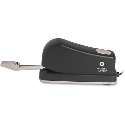 Business Source Electric Stapler 20 of 20lb Paper Sheets Capacity - 210 Staple Capacity - Full Strip - 1/4" Staple Size - 0.38" Throat Depth - 1 Each - Black, Putty (BSN62828)