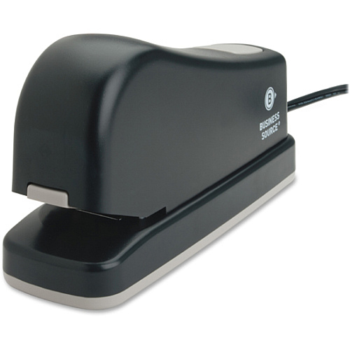 Business Source Electric Stapler 20 of 20lb Paper Sheets Capacity - 210 Staple Capacity - Full Strip - 1/4" Staple Size - 0.38" Throat Depth - 1 Each - Black, Putty (BSN62828)