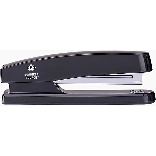 Business Source Full-strip Plastic Desktop Stapler Staples Upto 20 Sheet of 20lb Paper - Holds Upto 210 Staple - Full Strip - Staple Size: 0.25" - Black - Plastic, Metal - 1 Each (BSN62835)